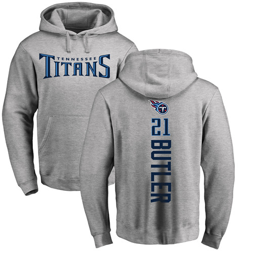 Tennessee Titans Men Ash Malcolm Butler Backer NFL Football #21 Pullover Hoodie Sweatshirts